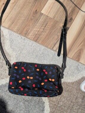 Modcloth Women's Black Crossbody Bag with Colorful Cherries